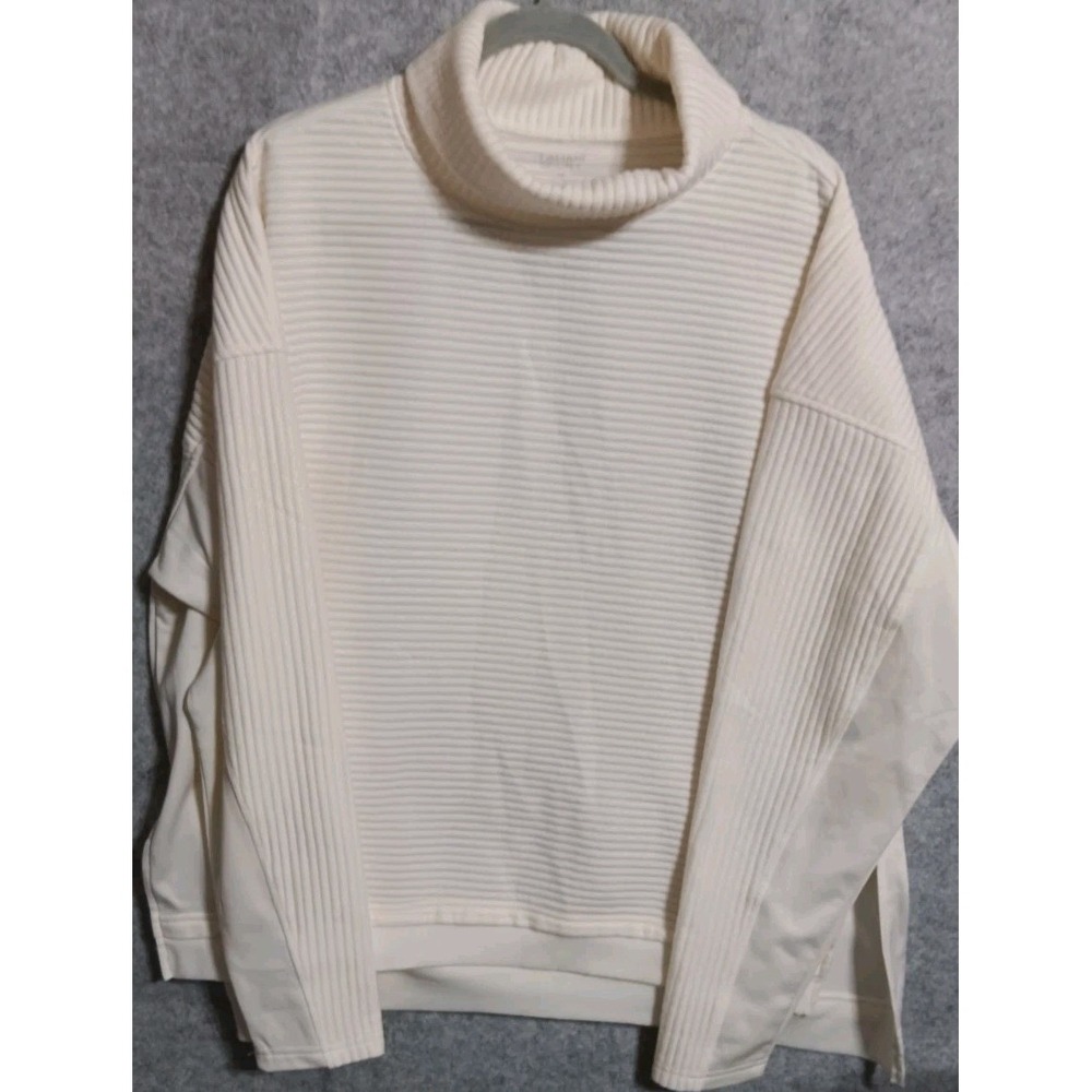 Tahari Sport XL Cream Ribbed Dolman Neck Pullover Sweatshirt Top Women's  EUC